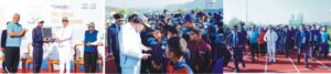खिलाड़ियों के बीच पहुंचे सीएम ने पुश-अप्स लगाकर खिलाड़ियों का उत्साहवर्धन किया