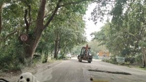 रामनगर रोड पर सड़क के गड्ढो के भरने का काम शुरू
