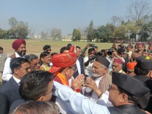 केडीएफ की टीम ने हेलीपेड पर किया सीएम धामी का स्वागत