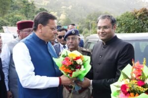 गैरसैंण आगमन पर मुख्यमंत्री पुष्कर सिंह धामी का भव्य स्वागत